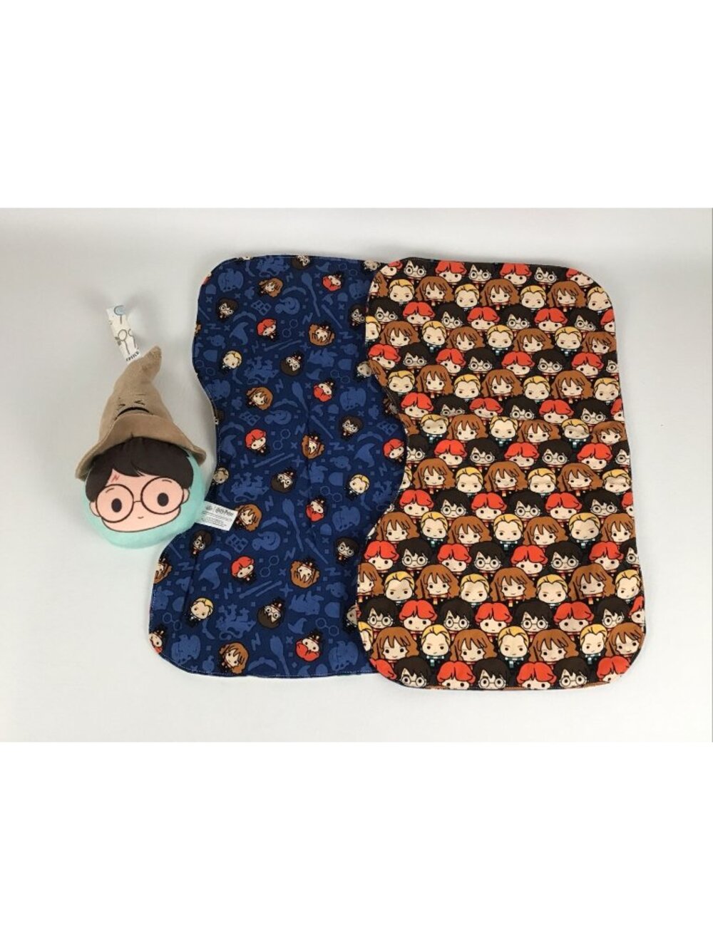 Harry Potter Baby Hang Toy & Burp Cloths Sensory Crinkle Bell Mirror Handmade